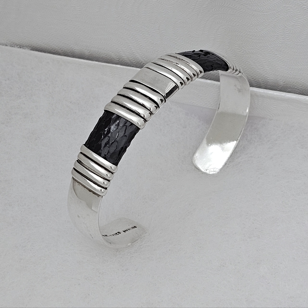 Silpada Super Rare Sterling Silver Black Snakeskin Heavy Cuff  EB430/B0430 - Picture 6 of 16